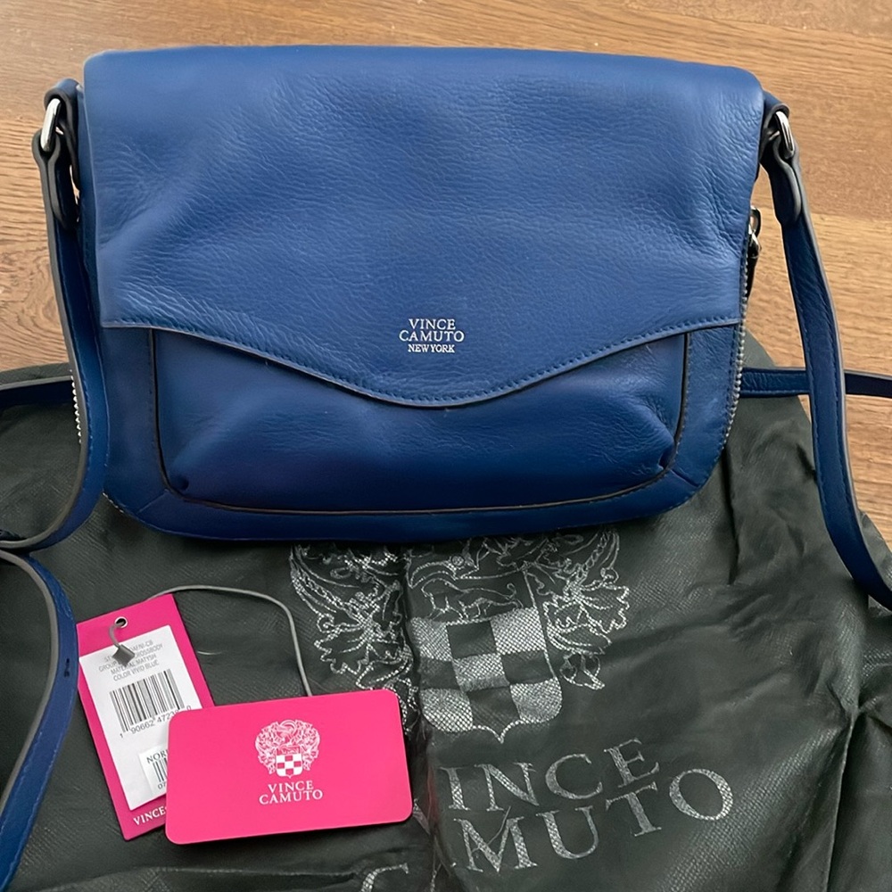 Vince Camuto Dafni crossbody in vivid blue (cobalt color) genuine leather